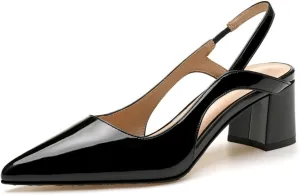 MRKEWUNEY Elegant Womens Slingback Mary Janes Chunky Heel Pumps