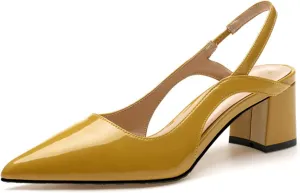 MRKEWUNEY Elegant Womens Slingback Mary Janes Chunky Heel Pumps