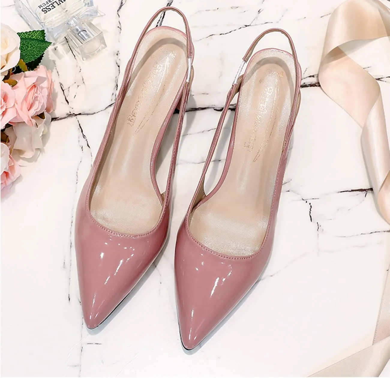 MRKEWUNEY Elegant Womens Slingback Mary Janes Chunky Heel Pumps
