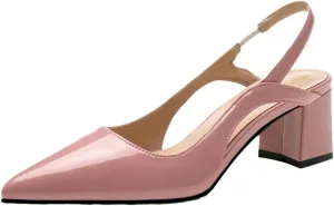 MRKEWUNEY Elegant Womens Slingback Mary Janes Chunky Heel Pumps