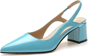 MRKEWUNEY Elegant Womens Slingback Mary Janes Chunky Heel Pumps