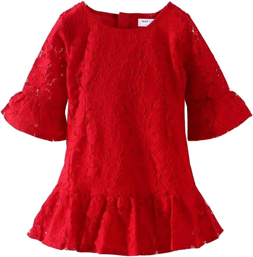 Mud Kingdom Girls Lace Dress Lightweight Party Elegant with Zipper