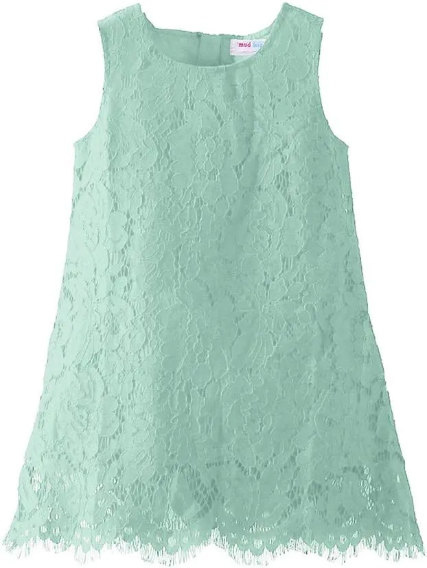 Mud Kingdom Girls Lace Dress Lightweight Party Elegant with Zipper