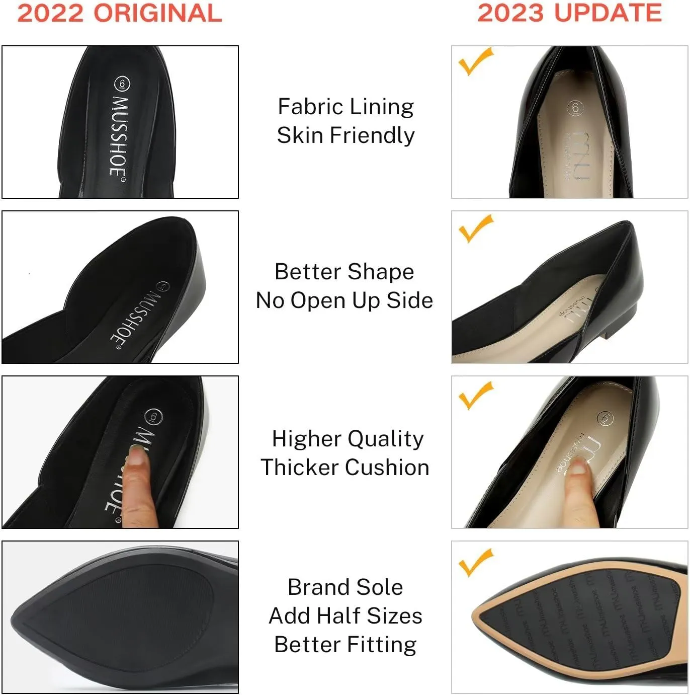 MUSSHOE Flats Shoes Women Pointed Toe Flats for Women Elegant Women's Flats