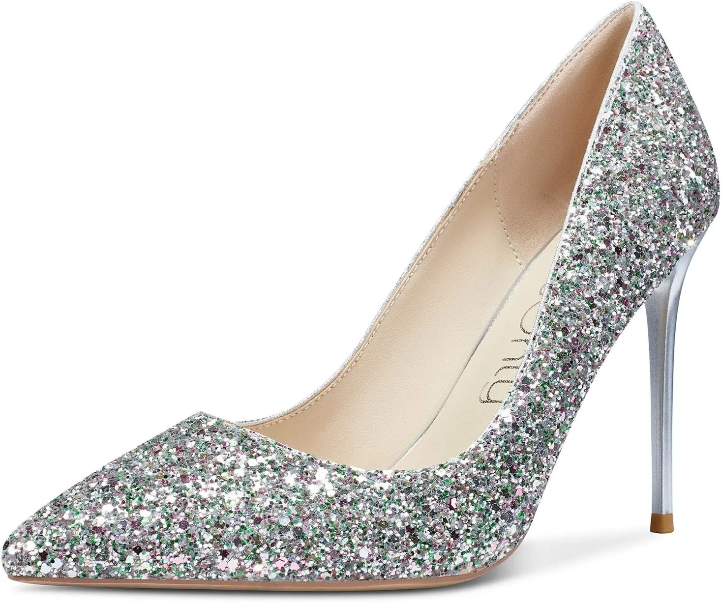 NobleOnly Women's Comfortable Leather High Heels Pumps Pointed Toe Slip-on Pumps Office Classic Shoes 10CM Stilettos Heels
