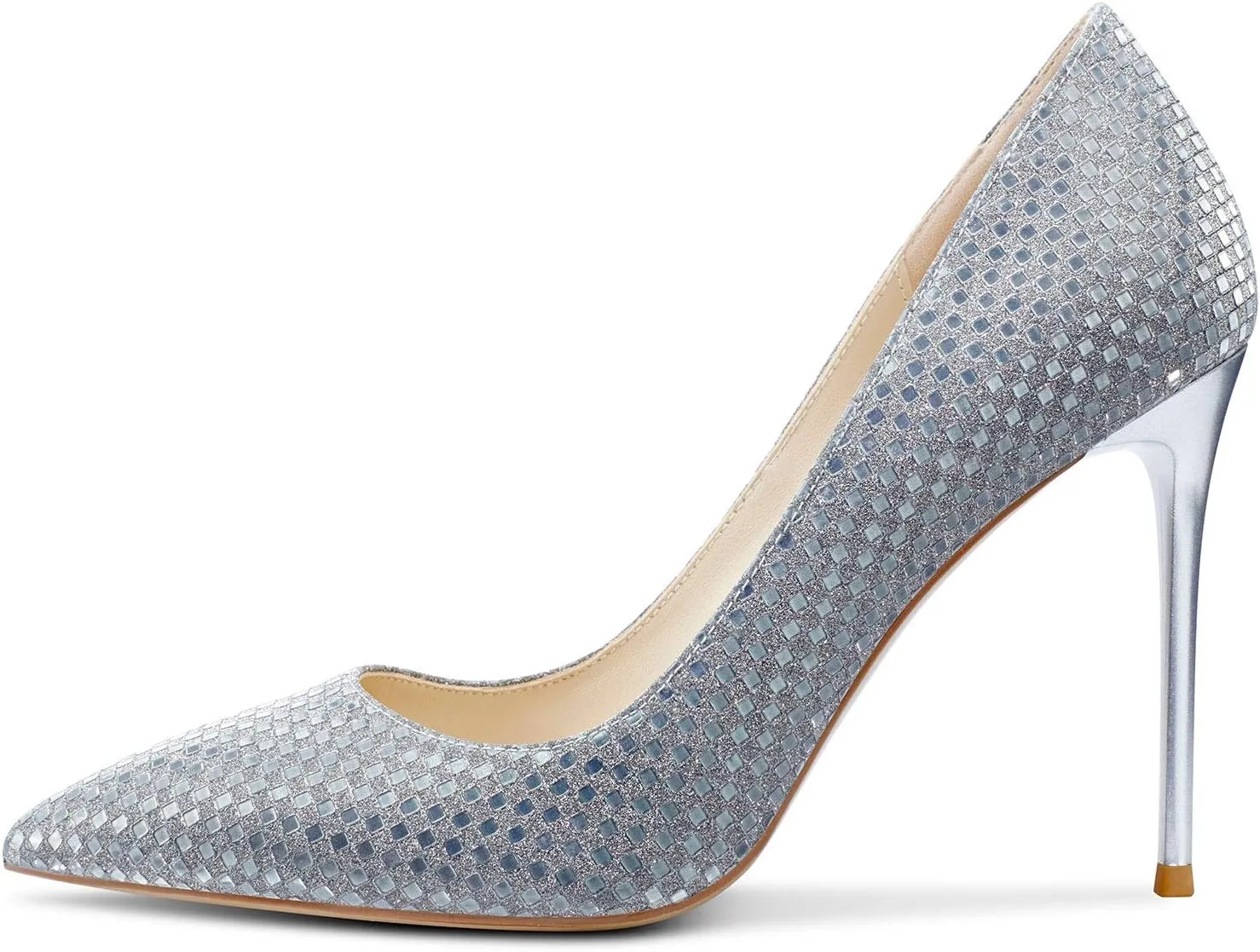 NobleOnly Women's Comfortable Leather High Heels Pumps Pointed Toe Slip-on Pumps Office Classic Shoes 10CM Stilettos Heels