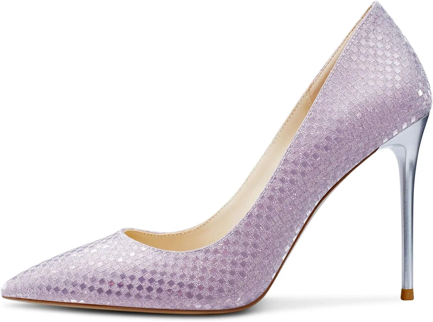 NobleOnly Women's Comfortable Leather High Heels Pumps Pointed Toe Slip-on Pumps Office Classic Shoes 10CM Stilettos Heels