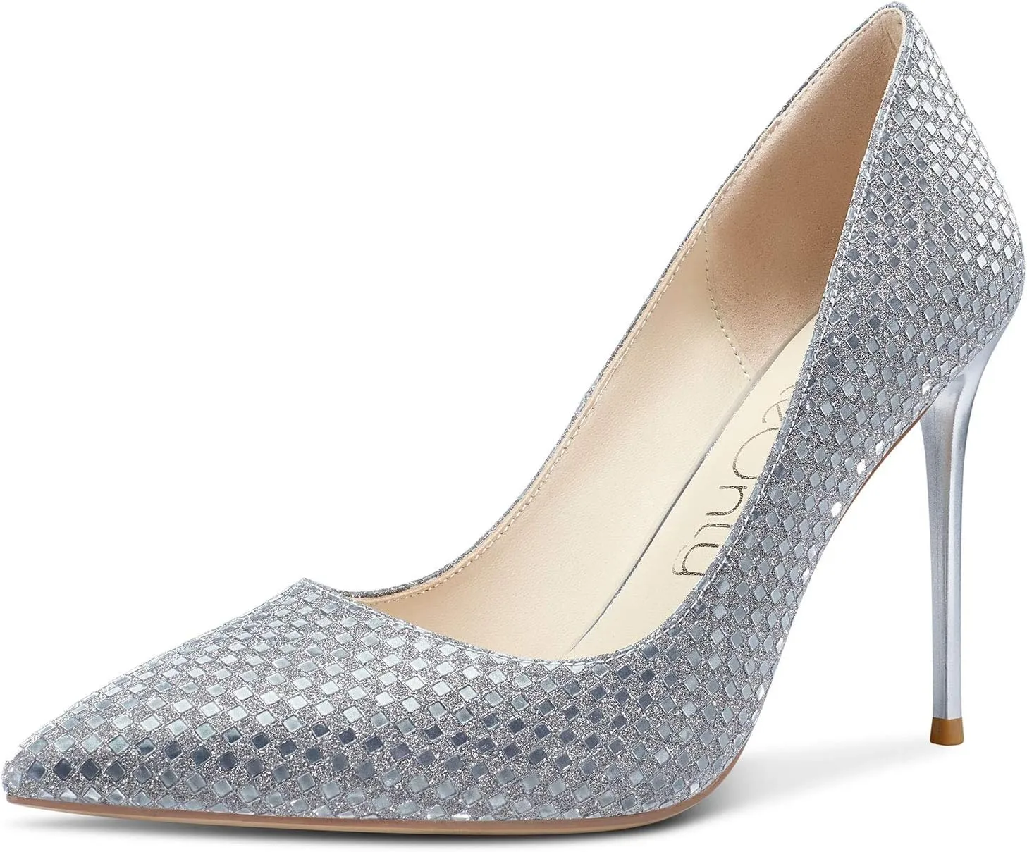 NobleOnly Women's Comfortable Leather High Heels Pumps Pointed Toe Slip-on Pumps Office Classic Shoes 10CM Stilettos Heels