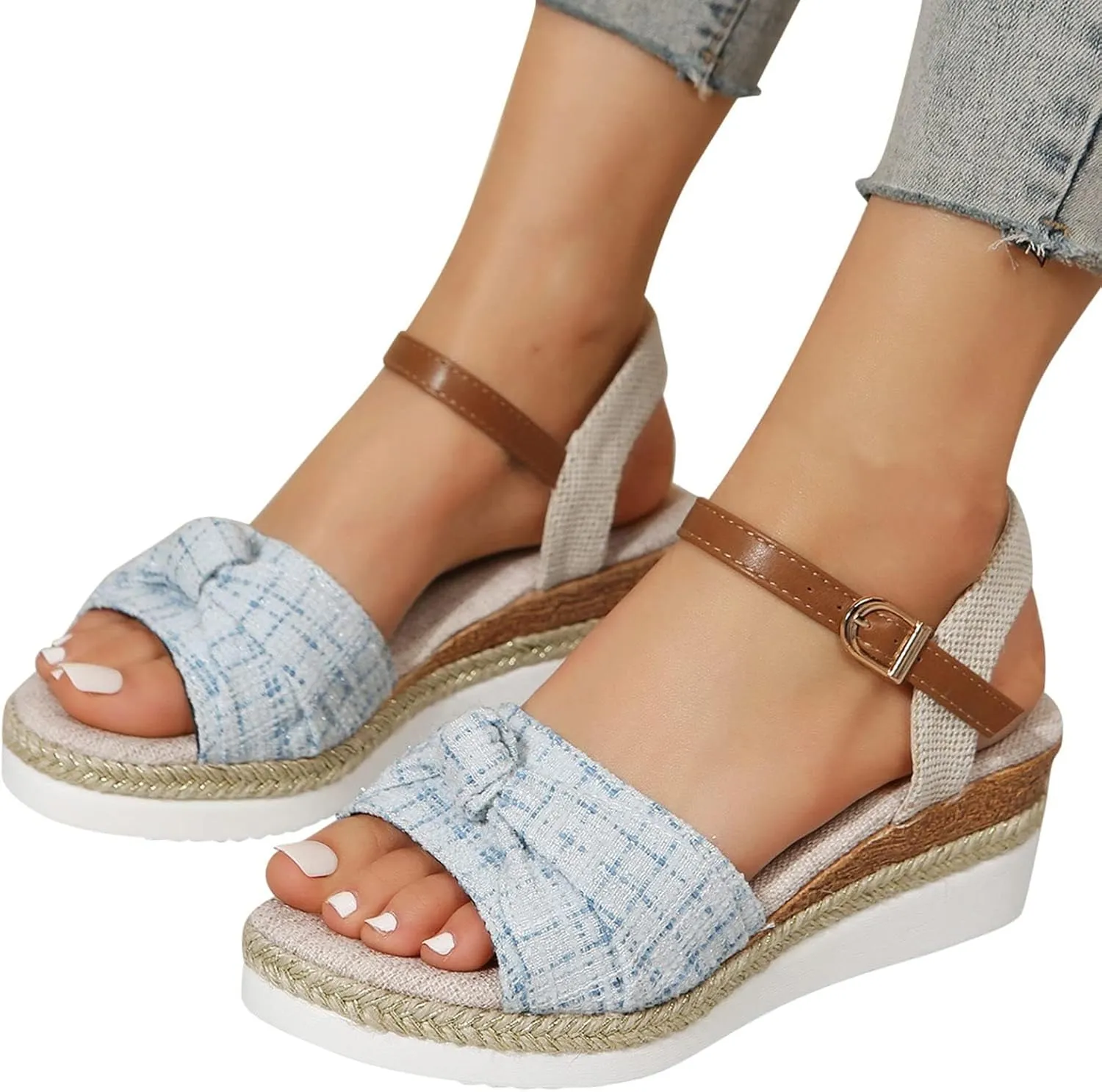 Orthopedic Wedge Sandals for Women Espadrilles Platform Sandals Open Toe Ankle Strap Summer Dressy Sandal Walking Slippers