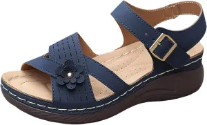 Orthopedic Wedge Sandals for Women Strappy Arch Support Flat Wedges Comfortable Dressy Arch Support Sandals Summer Walking Shoes