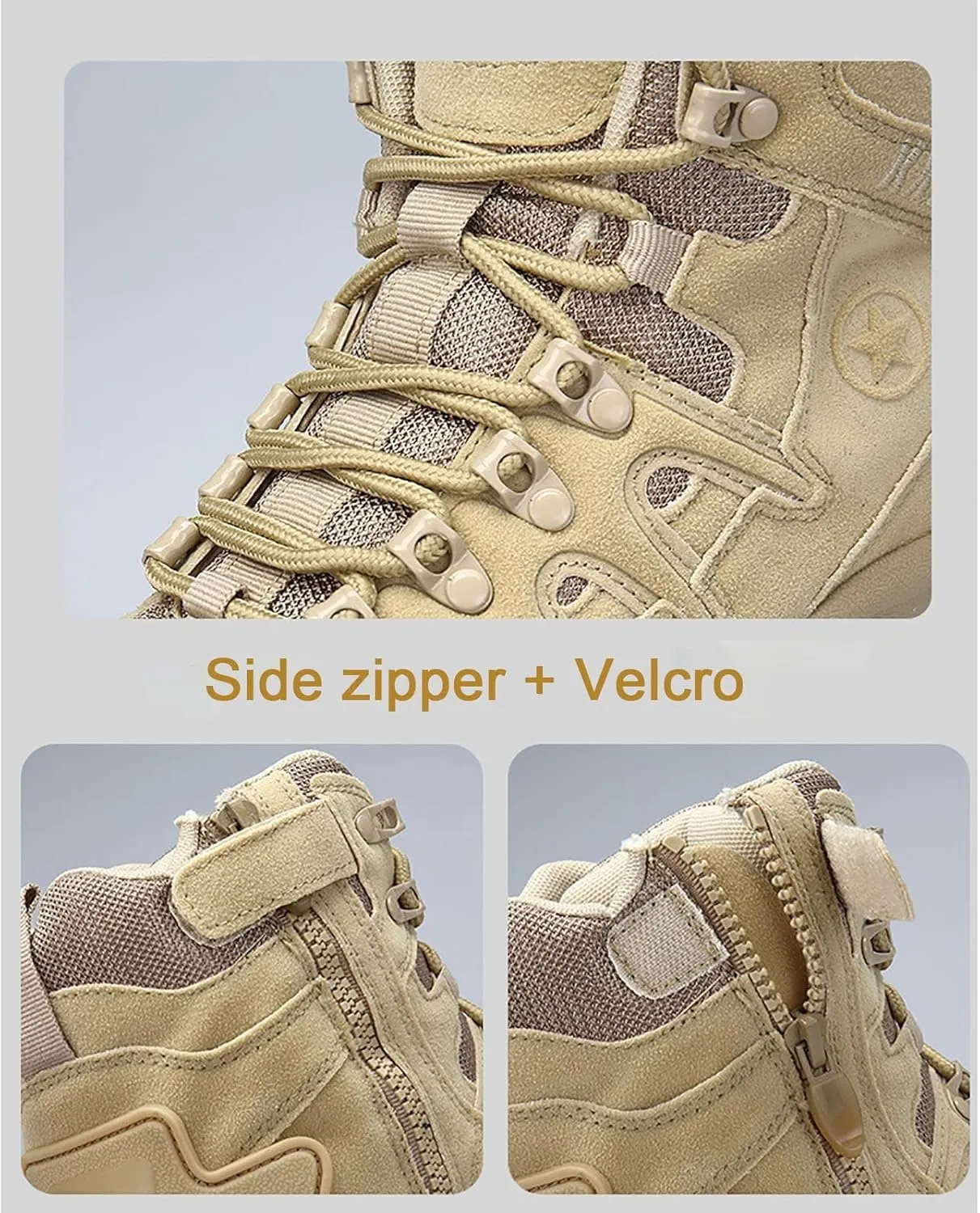 Outdoor Men's Tactical Military Boots, Spring and Autumn High Top Waterproof Non-slip Jungle Combat Boots, for Mens Comfortable and Lightweight Hiking Shoes