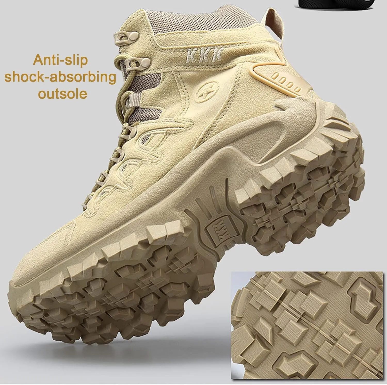 Outdoor Men's Tactical Military Boots, Spring and Autumn High Top Waterproof Non-slip Jungle Combat Boots, for Mens Comfortable and Lightweight Hiking Shoes