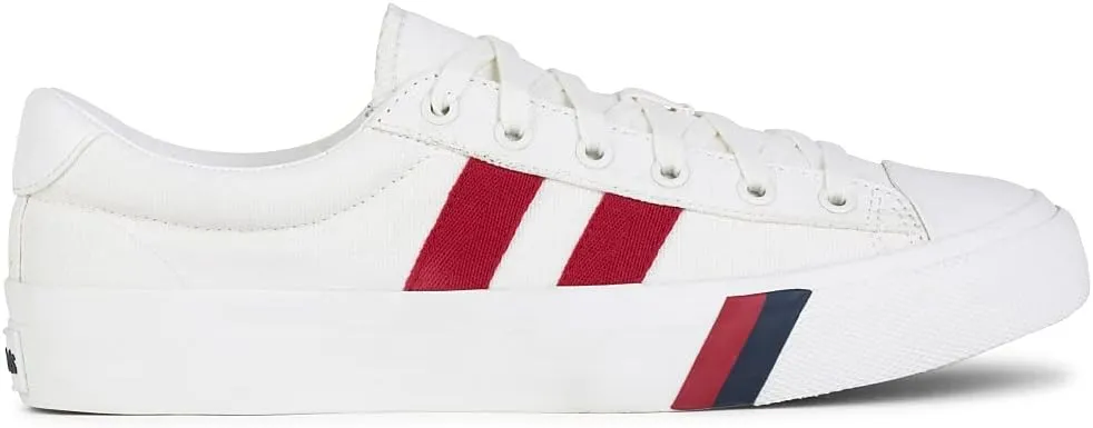 PRO-Keds Men's Royal Plus Lace Up Fashion Sneaker, White/Red Canvas, 6.5