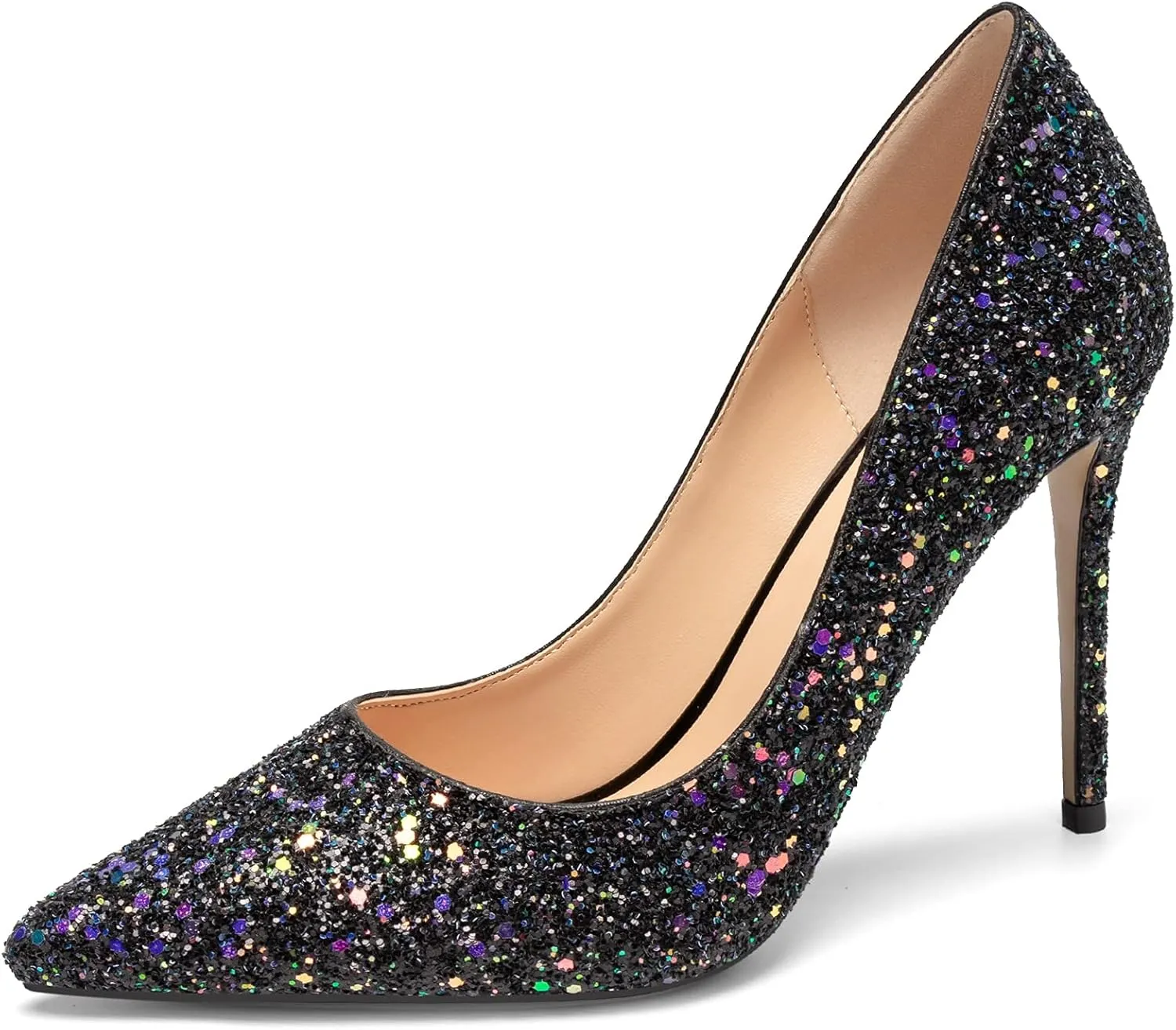 SAMMITOP Women's Pointed Toe High Heel Pumps 10cm Classic Stiletto Suede Shoes