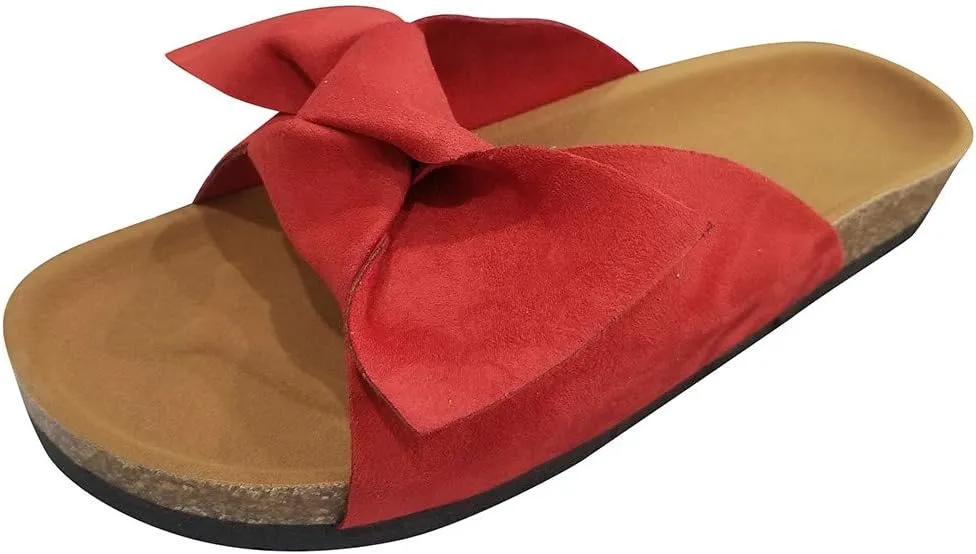 Sandals for Women Platform,Bow Slip-on Flip Flops Summer Slippers Flat Bottom with Bowknot Casual Open Toe Shoes