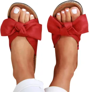 Sandals for Women Platform,Bow Slip-on Flip Flops Summer Slippers Flat Bottom with Bowknot Casual Open Toe Shoes