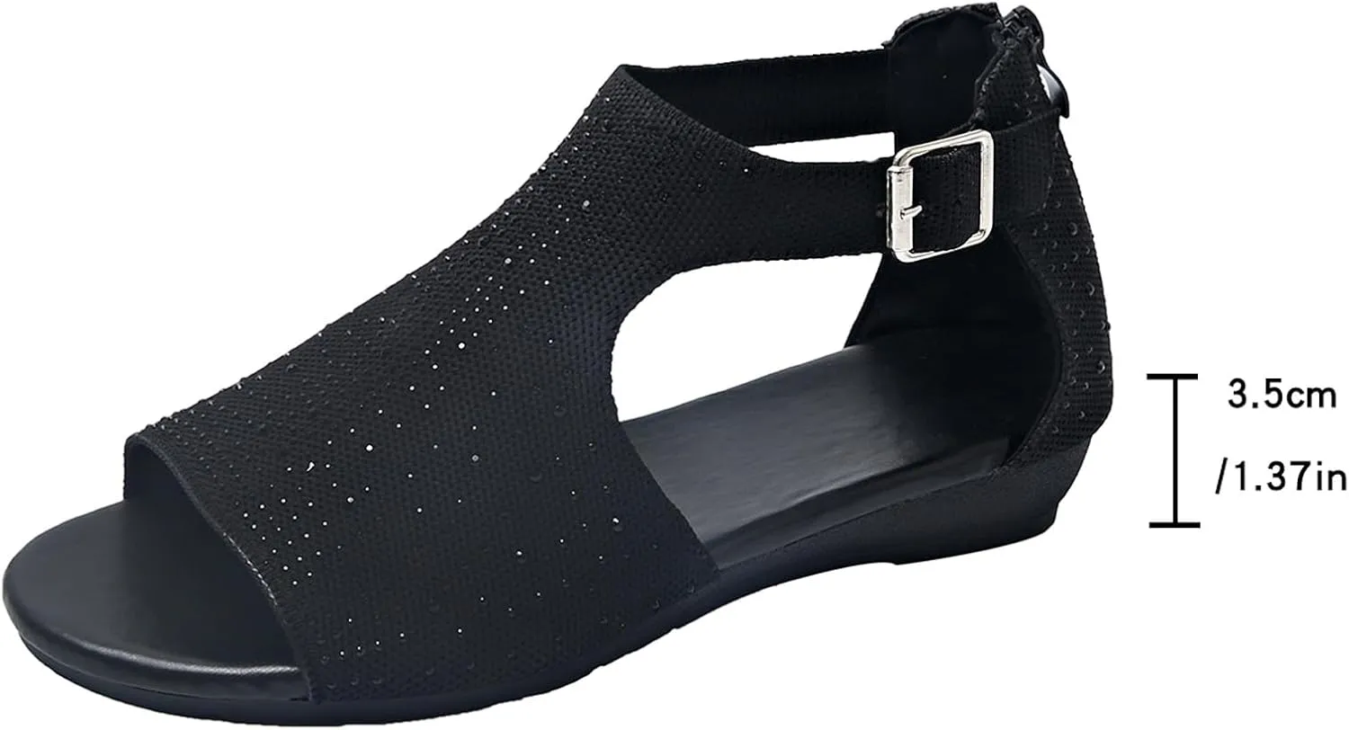 Sandals Women Open Toe Ankle Buckle Sandals Summer Platform Non-slip Sandal Roman Beach Sandal Outdoor Hollow Shoes
