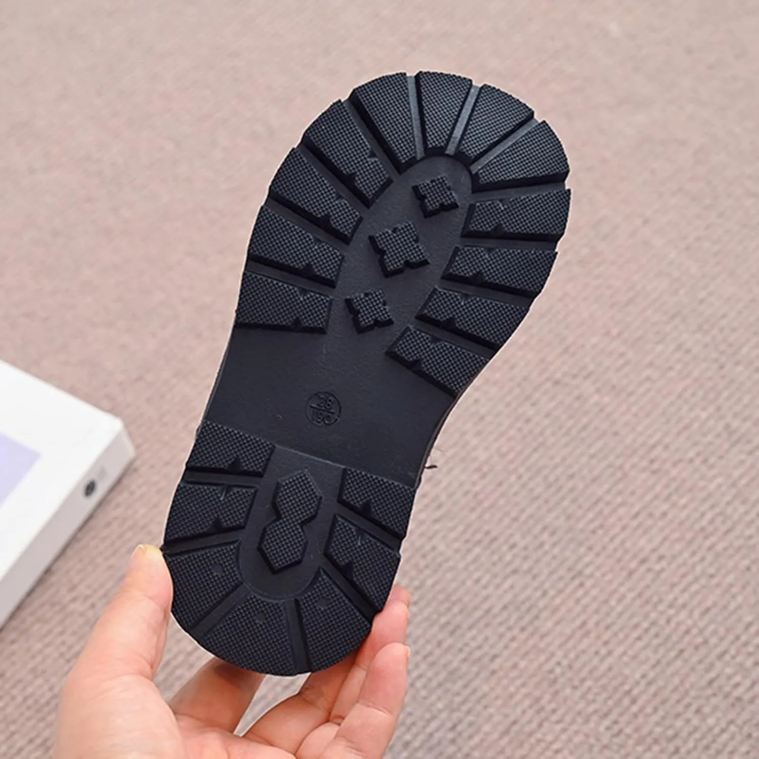 Side Zipper Ankle Boots for Kids Girls Boys Thick Soles Non Slip Solid Leather Boots Outdoor Hiking Walking Shoes