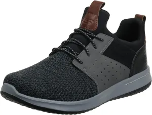 Skechers Men's Classic Fit-Delson-Camden Sneaker, Black/Grey, 10 Wide US