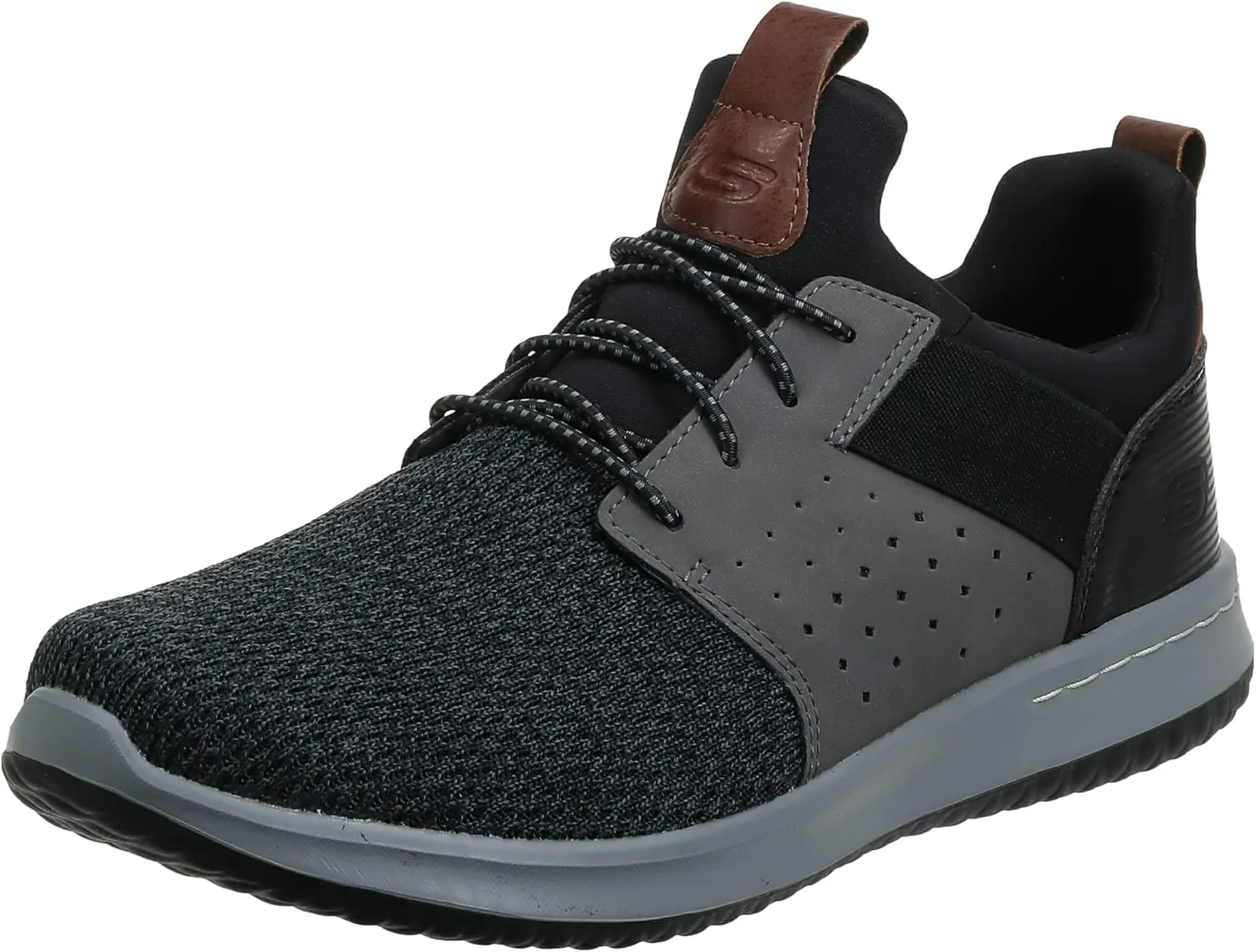 Skechers Men's Classic Fit-Delson-Camden Sneaker, Black/Grey, 10 Wide US