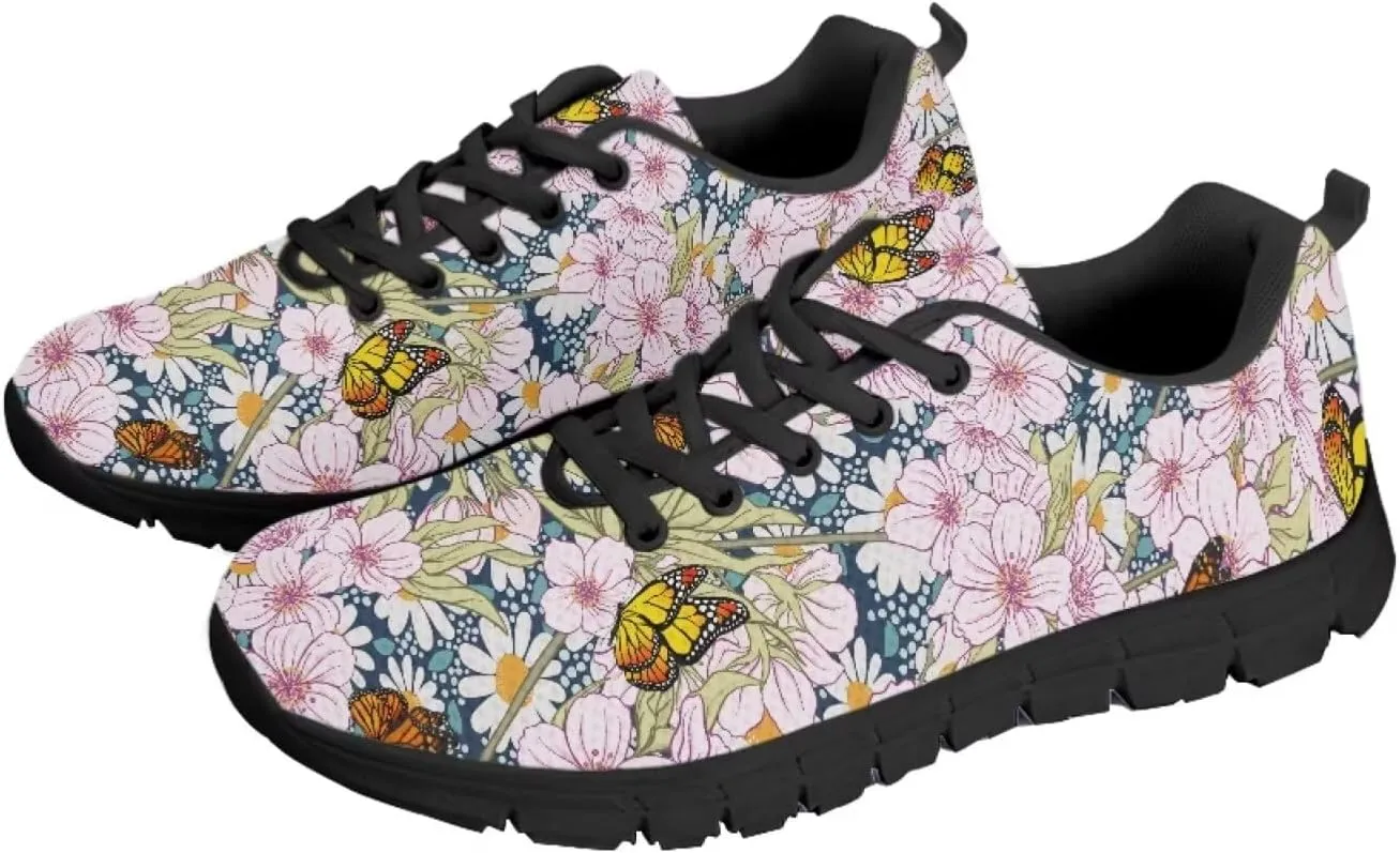SYtrade Fashion Tennis Shoes for Women Print Slip On Running Sneakers Flat Canvas Shoes Black Sole