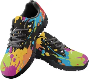 SYtrade Fashion Tennis Shoes for Women Print Slip On Running Sneakers Flat Canvas Shoes Black Sole