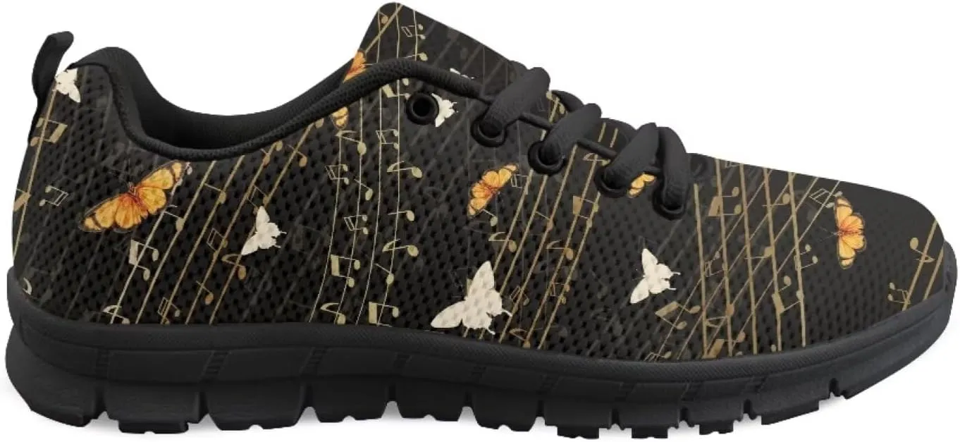 SYtrade Fashion Tennis Shoes for Women Print Slip On Running Sneakers Flat Canvas Shoes Black Sole