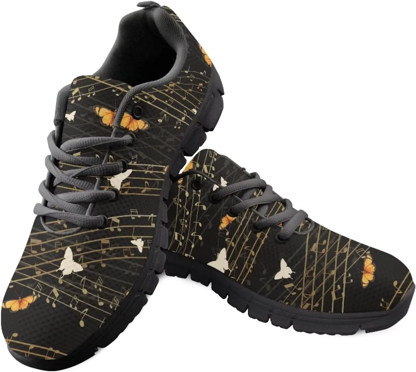 SYtrade Fashion Tennis Shoes for Women Print Slip On Running Sneakers Flat Canvas Shoes Black Sole