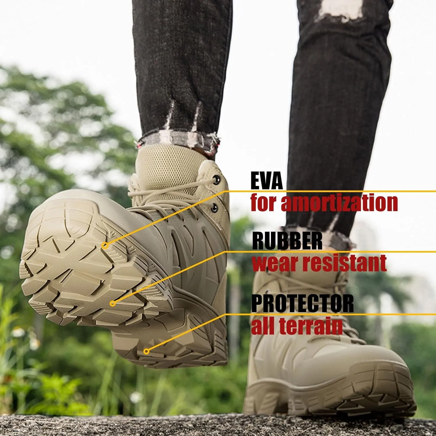 Tactical Boots for Hiking & Military | Lightweight, Waterproof, Anti-Slip, Breathable Combat Boots for Men