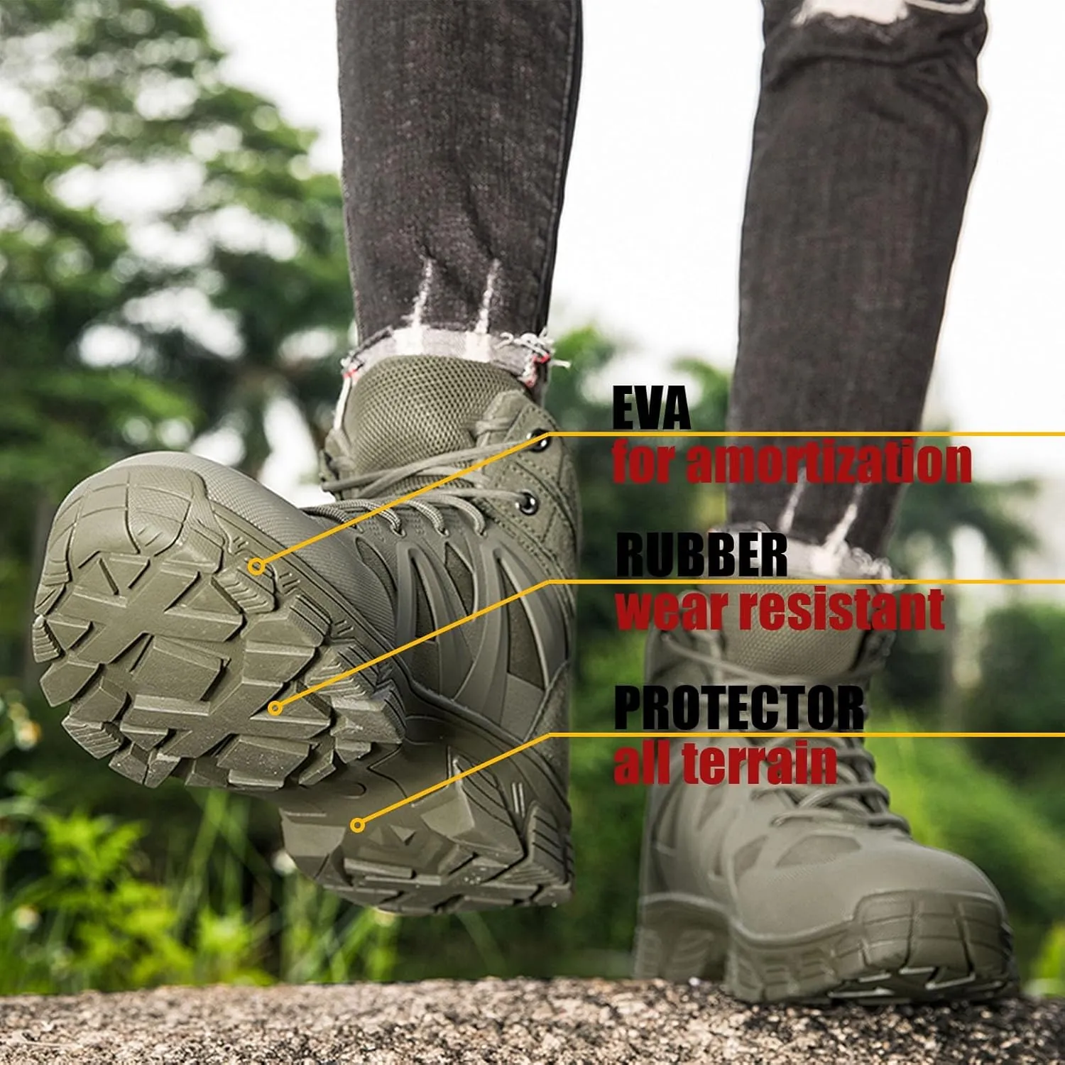 Tactical Boots for Hiking & Military | Lightweight, Waterproof, Anti-Slip, Breathable Combat Boots for Men