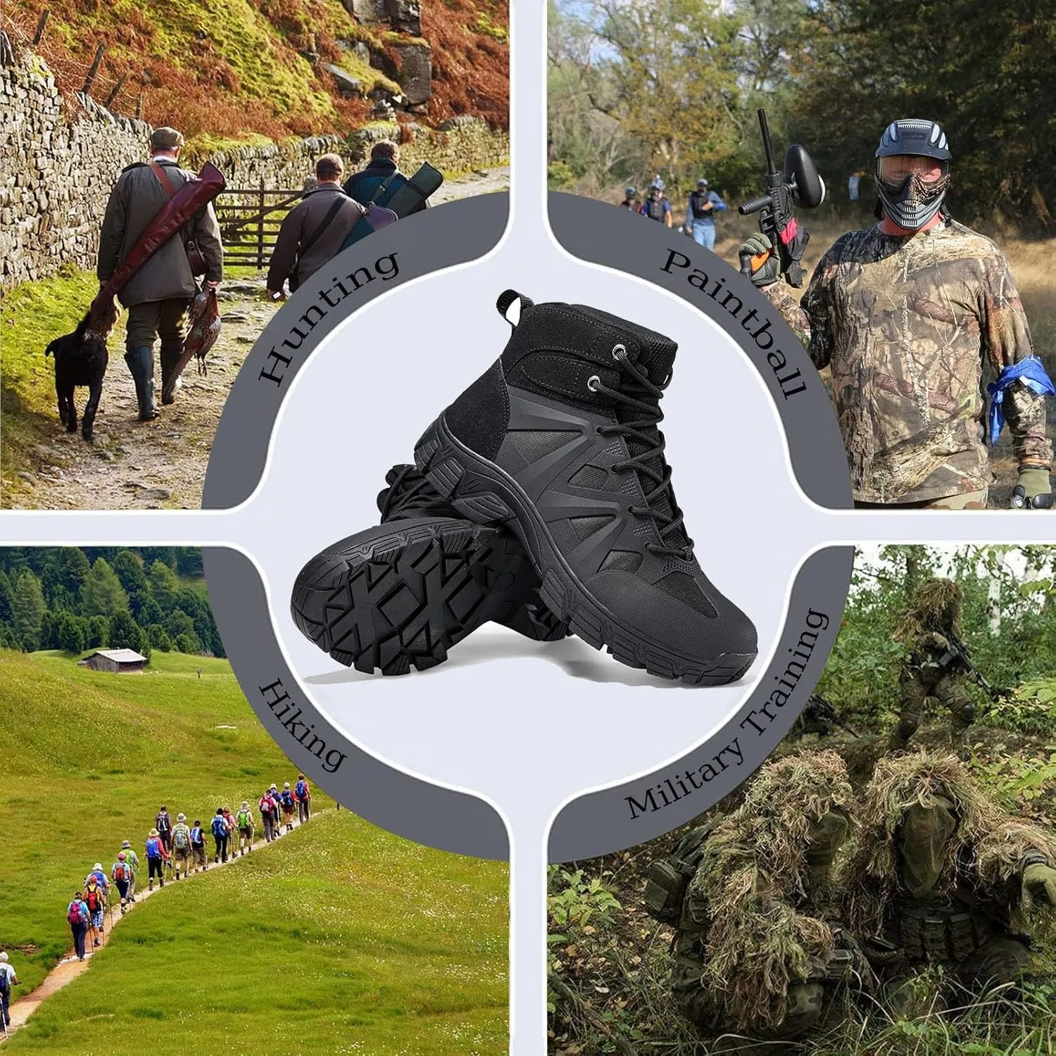 Tactical Boots for Hiking & Military | Lightweight, Waterproof, Anti-Slip, Breathable Combat Boots for Men