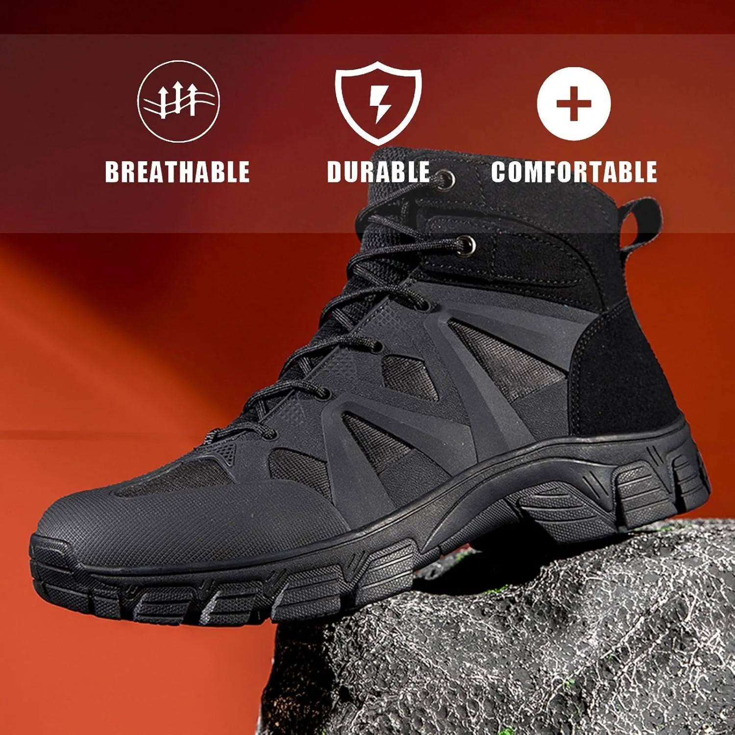 Tactical Boots for Hiking & Military | Lightweight, Waterproof, Anti-Slip, Breathable Combat Boots for Men