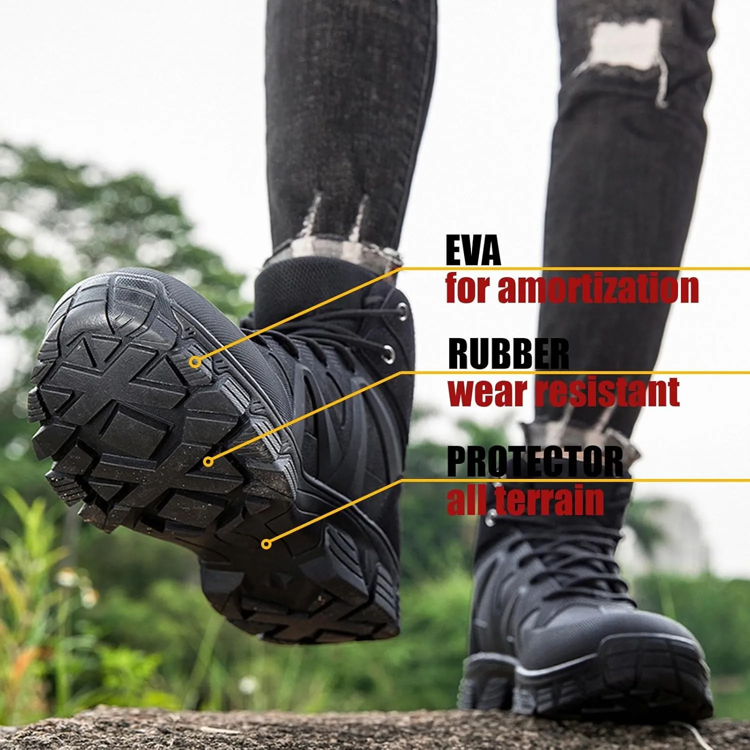 Tactical Boots for Hiking & Military | Lightweight, Waterproof, Anti-Slip, Breathable Combat Boots for Men