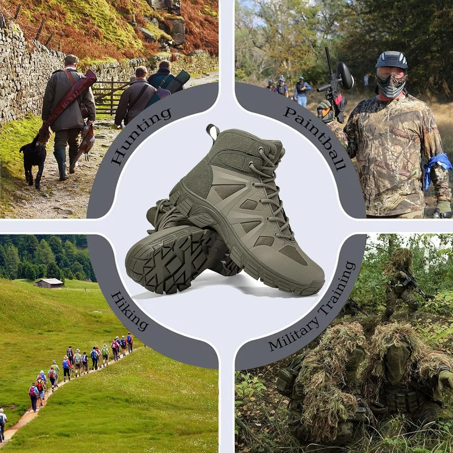 Tactical Boots for Hiking & Military | Lightweight, Waterproof, Anti-Slip, Breathable Combat Boots for Men