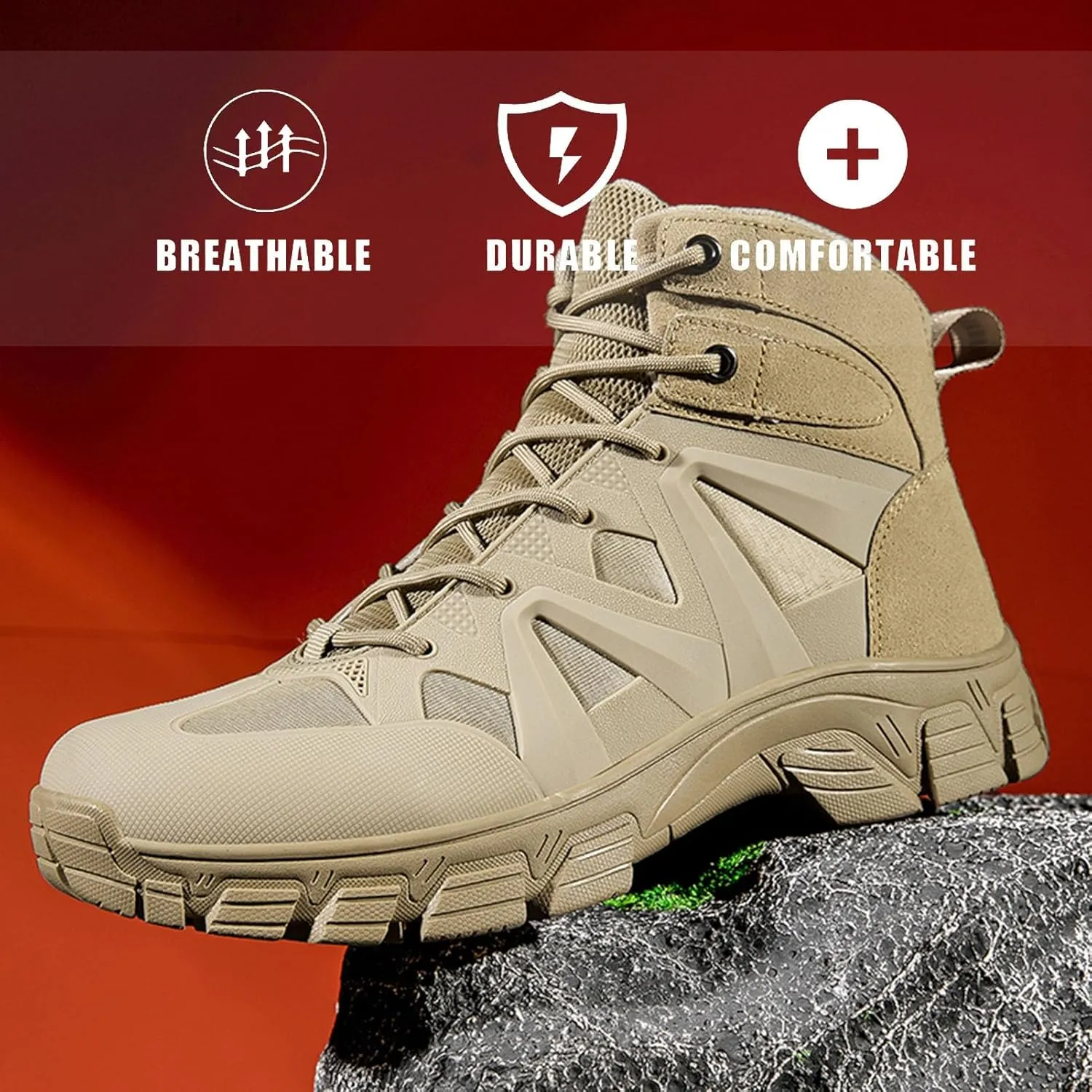 Tactical Boots for Hiking & Military | Lightweight, Waterproof, Anti-Slip, Breathable Combat Boots for Men