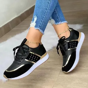 TROONZ Women Fashion Trainers, Casual Mesh Shoes,Spring Sneakers Women Casual Breathable Sport Shoes, Canvas Shoes -Black||9.5