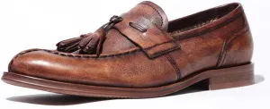 Vintage Tassel Loafers， Mens Manual Slip-On Urban Walking Moccasin Comfortable Leather Shoes,Brown- 40/UK 7/US 7.5