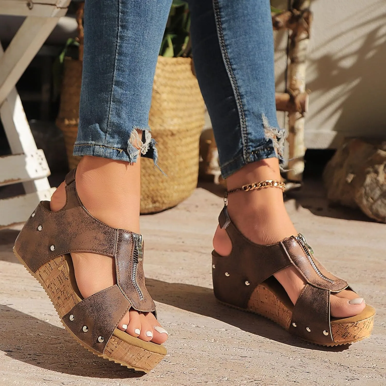 Wedge Sandals for Women Summer Beach Platform Sandals Casual Platform Slides Sandals Open Toe Dressy Wedges Shoes