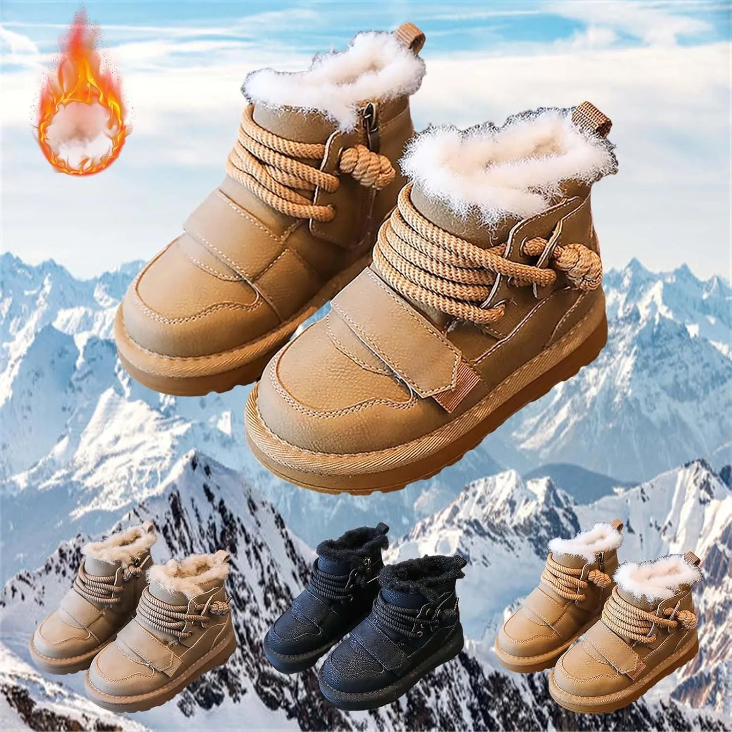 Winter Girls Boys Ankle Boots Kids Comfortable Warm Lined Comfort Casual Sports Shoes for Children Outdoor Hiking