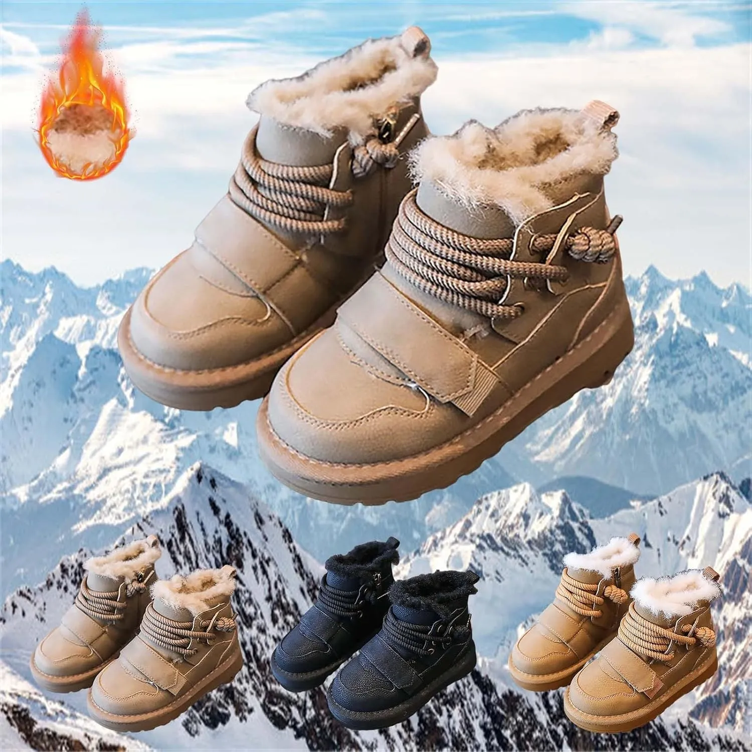 Winter Girls Boys Ankle Boots Kids Comfortable Warm Lined Comfort Casual Sports Shoes for Children Outdoor Hiking