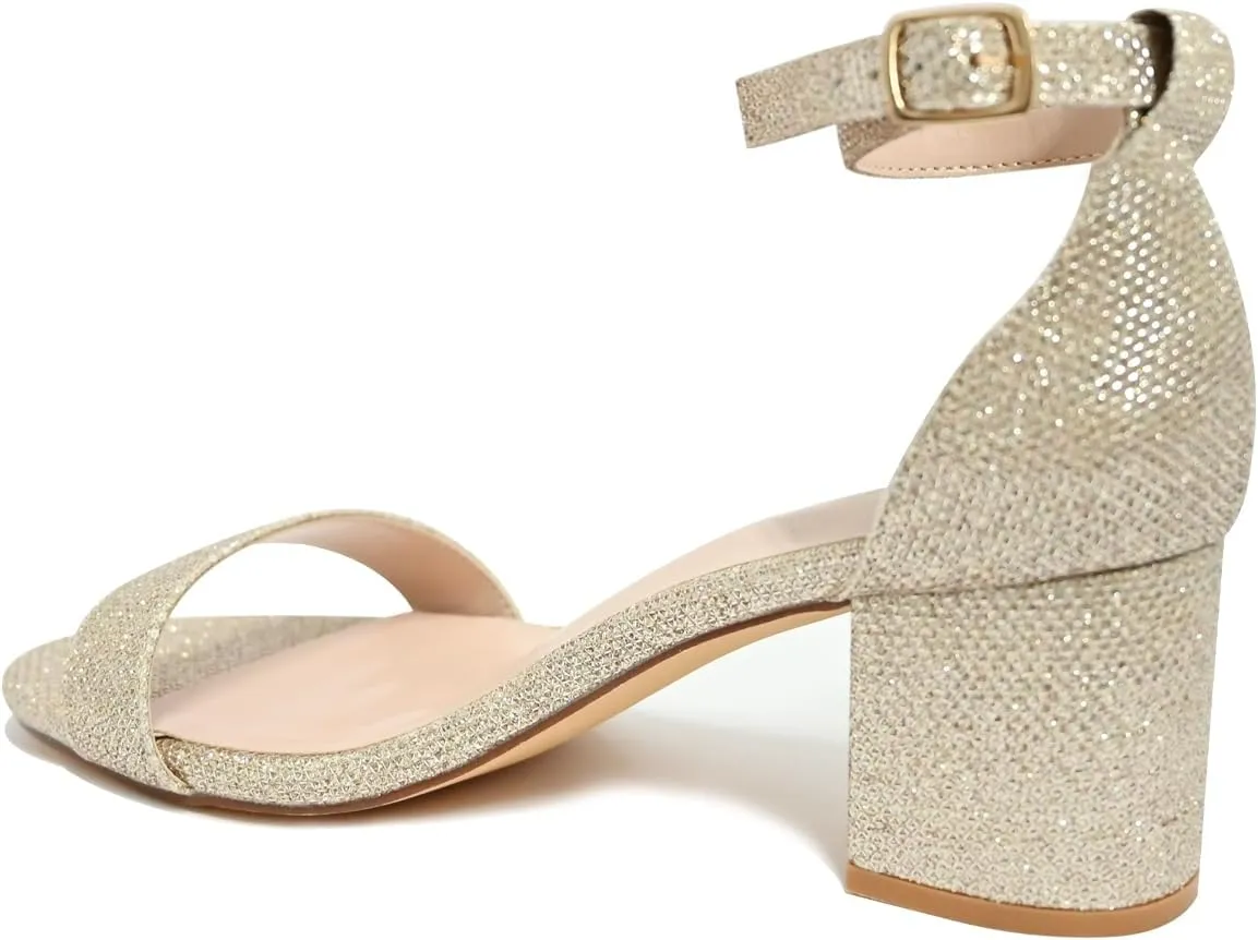 Women Chunky Heeled Sandals Classic Open Toe Block Ankle Strap Pump Sandals for Women Dress Wedding Party