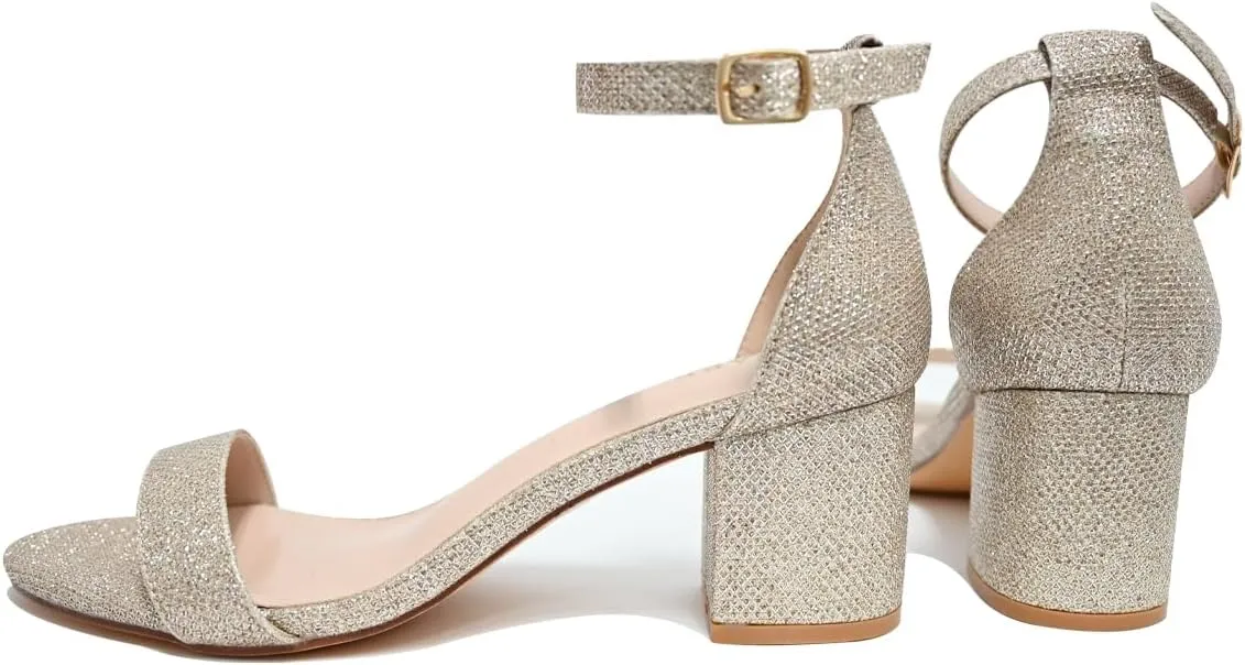 Women Chunky Heeled Sandals Classic Open Toe Block Ankle Strap Pump Sandals for Women Dress Wedding Party