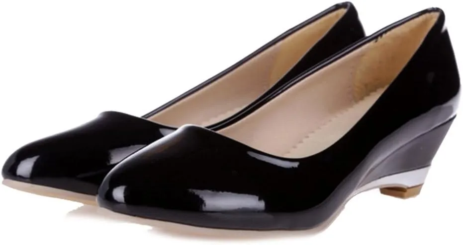 Women Slip-on Pumps Elegant Wedge Heel Dress Shoes