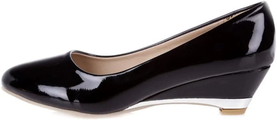 Women Slip-on Pumps Elegant Wedge Heel Dress Shoes