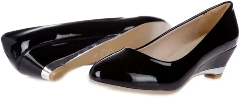 Women Slip-on Pumps Elegant Wedge Heel Dress Shoes