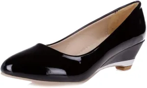 Women Slip-on Pumps Elegant Wedge Heel Dress Shoes