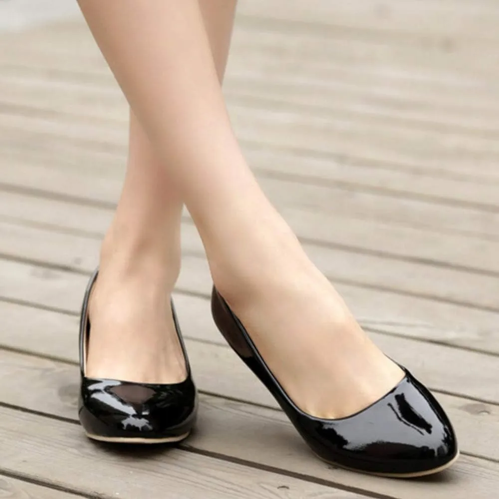 Women Slip-on Pumps Elegant Wedge Heel Dress Shoes