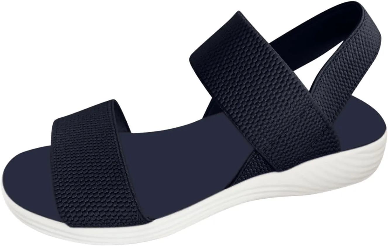 Womens Backstrap Sandal Summer Dressy Elastic Strap Open Toe Wedges Wide Width Sandals Comfort Slides Lightweight Outdoor Shoes