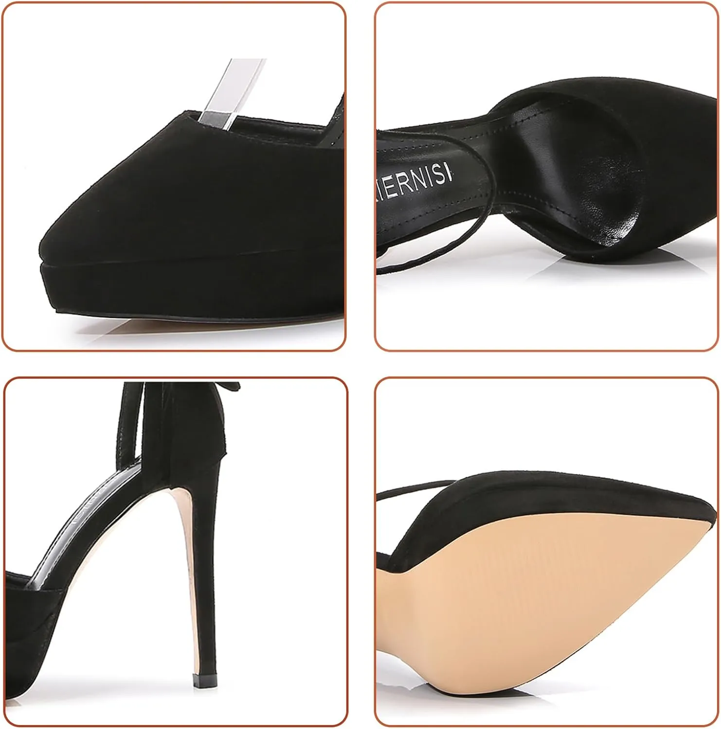 Women's Bow Closed Pointed Toe High Heels,Ankle Strap Stiletto Pumps Sexy Wedding Party Dress Shoes