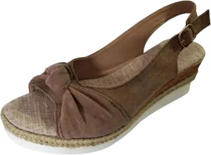Women's Bowknot Wedge Pump Sandal Solid Open Toe Elegant Braided High Heel Summer Spring Trendy Casual Sandals